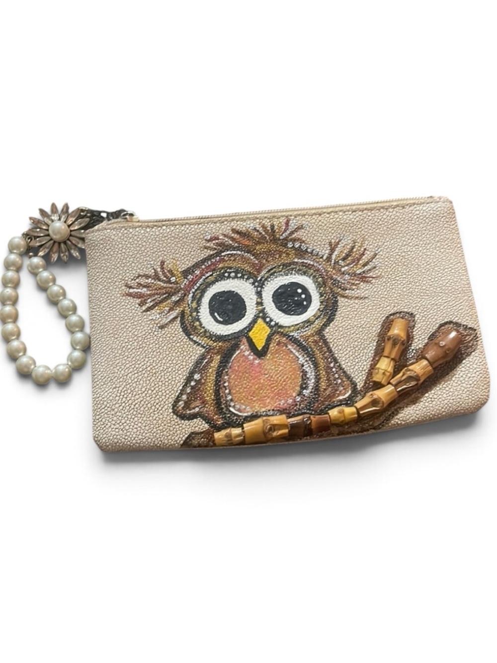 Hand Painted Artisan Unique Owl Detachable Custom Bracelet Wristlet